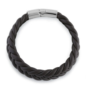 stainless steel brown leather twist bracelet