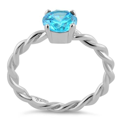 sterling silver aqua twisted band cz ring sterling silver aqua twisted band cz ring