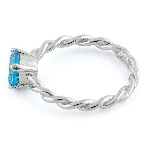 sterling silver aqua twisted band cz ring sterling silver aqua twisted band cz ring