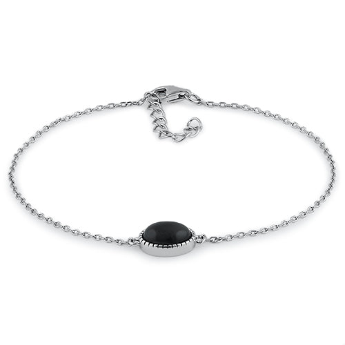 sterling silver black oval stone bracelet sterling silver black oval stone bracelet