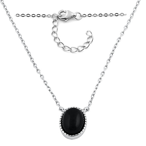 sterling silver black agate oval stone necklace sterling silver black agate oval stone necklace