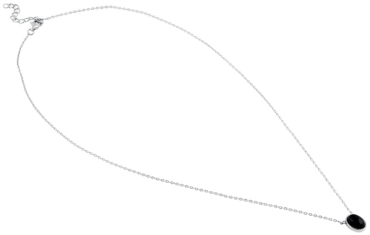 sterling silver black agate oval stone necklace sterling silver black agate oval stone necklace