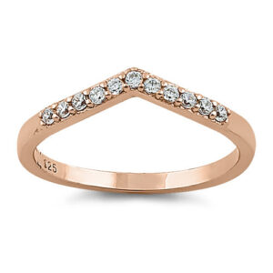 rose gold plated pointed v cz ring