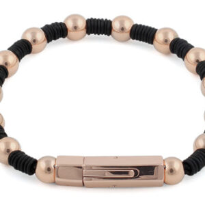 rose gold plated steel bead rubber bracelet
