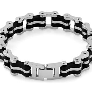 stainless steel biker black bracelet
