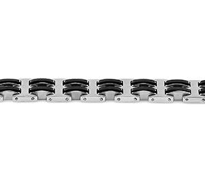 stainless steel black rubber link bracelet