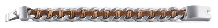 stainless steel chain brown leather bracelet stainless steel chain brown leather bracelet