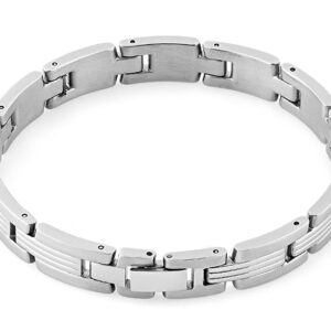 stainless steel double groove bar bracelet