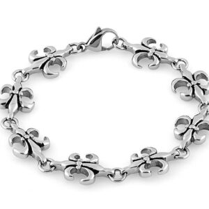 stainless steel fleur de lis bracelet