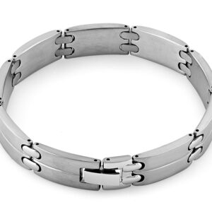 stainless steel groove link bracelet