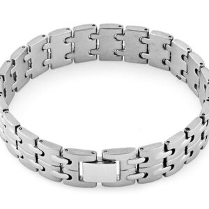 stainless steel groove link bracelet