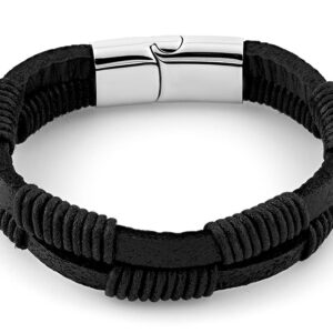 stainless steel leather rope bracelet