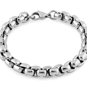 stainless steel rounded box link bracelet