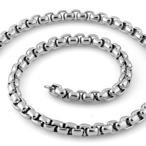 stainless steel rounded box link necklace
