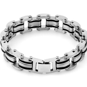 stainless steel rubber layered bracelet