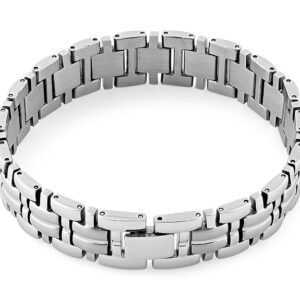 stainless steel thick groove square link bracelet