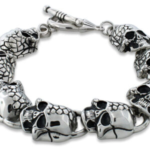stainless steel two face skull link bracelet