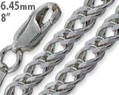 sterling silver 8" rombo chain bracelet 6.5mm