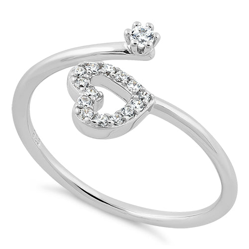 sterling silver adjustable heart cz ring sterling silver adjustable heart cz ring
