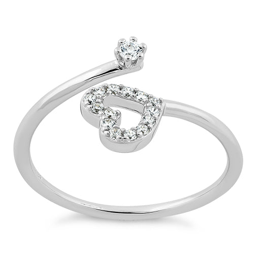 sterling silver adjustable heart cz ring sterling silver adjustable heart cz ring