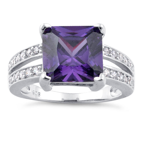 sterling silver amethyst square cz ring sterling silver amethyst square cz ring