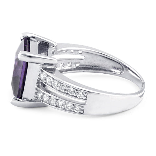 sterling silver amethyst square cz ring sterling silver amethyst square cz ring