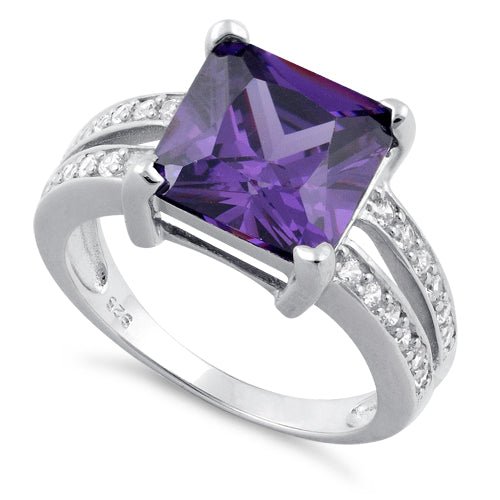 sterling silver amethyst square cz ring sterling silver amethyst square cz ring