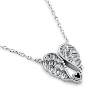 sterling silver angel wings with heart necklace