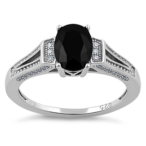 sterling silver black oval cut cz ring sterling silver black oval cut cz ring