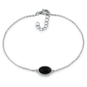 sterling silver black oval stone bracelet