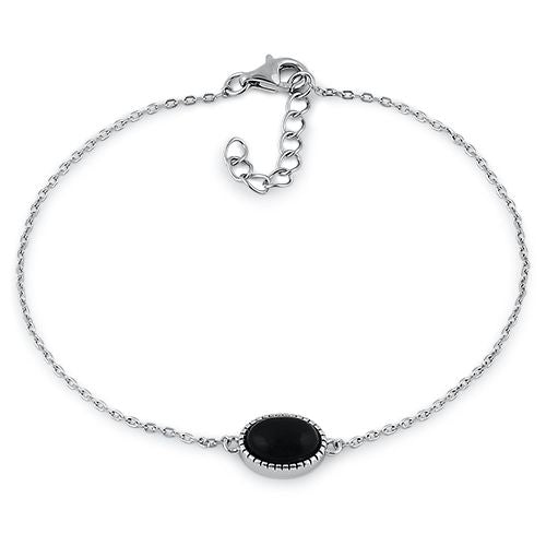 sterling silver black oval stone bracelet sterling silver black oval stone bracelet