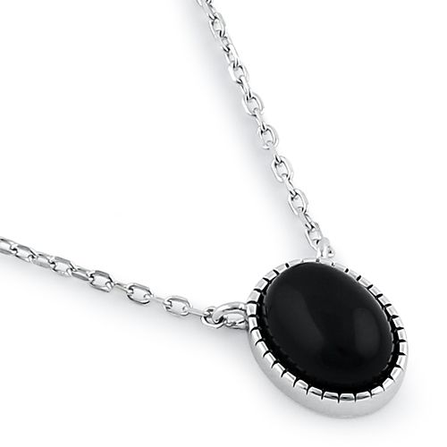 sterling silver black agate oval stone necklace sterling silver black agate oval stone necklace