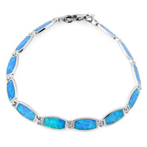 sterling silver blue lab opal bracelet