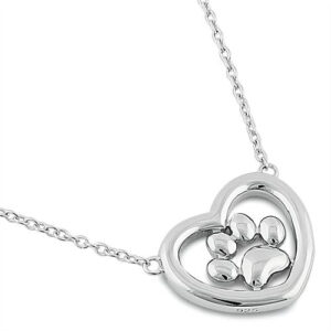 sterling silver heart paw necklace