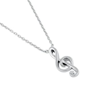 sterling silver treble clef necklace