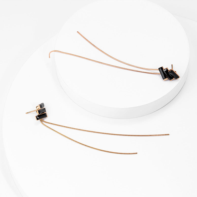 tassel titanium steel earrings tassel titanium steel earrings