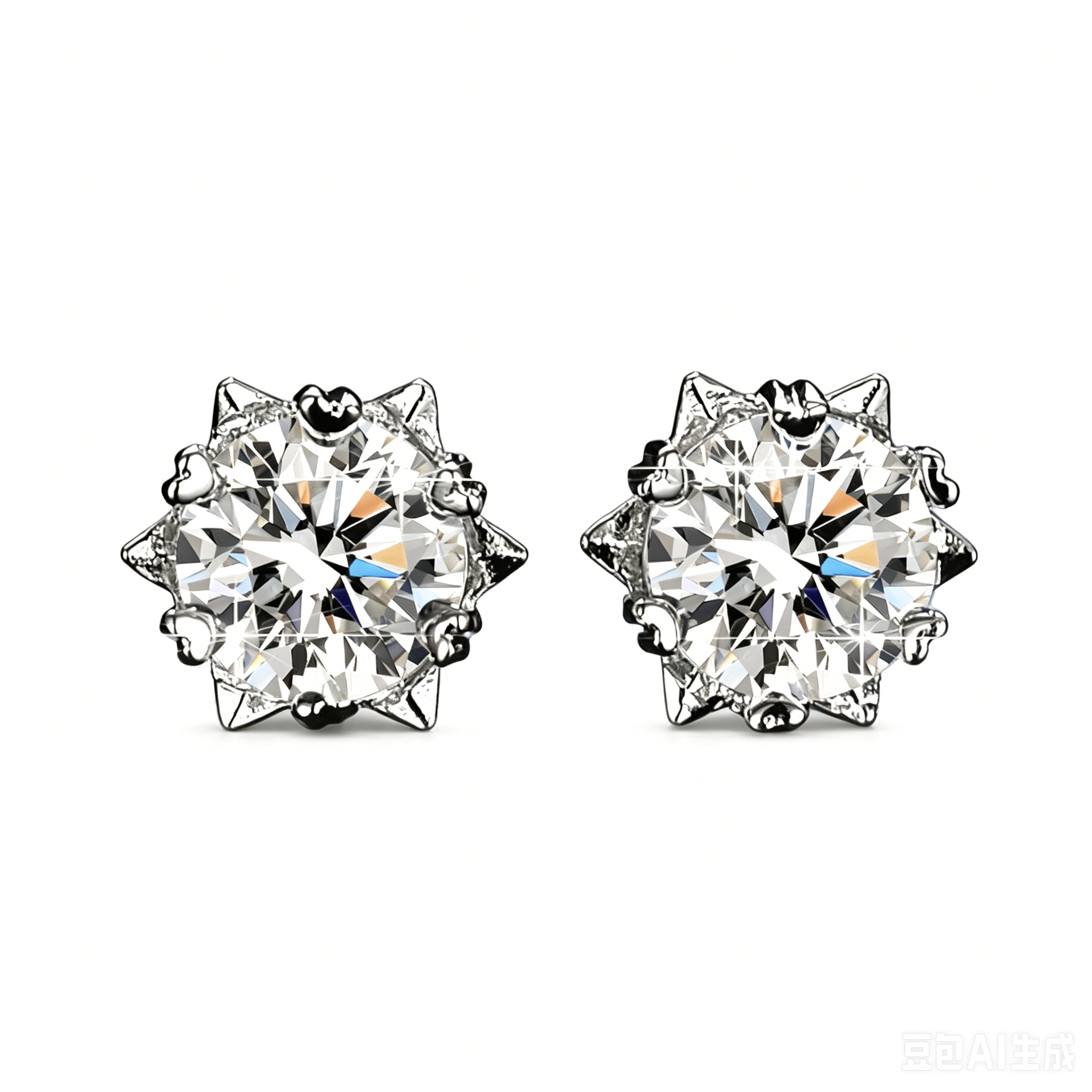 women's 1 carat moissanite snowflake earrings with six prong setting women's 1 carat moissanite snowflake earrings with six prong setting