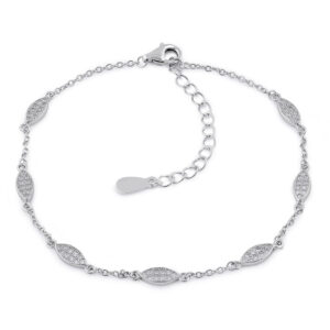 sterling silver clear cz marquise charm bracelet