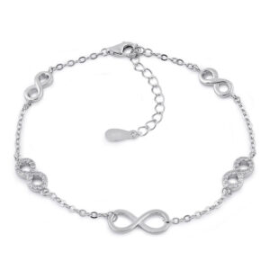 sterling silver clear cz infinity charm bracelet