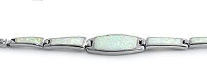 sterling silver remarkable white lab opal bracelet