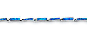 sterling silver rectangular blue lab opal bracelet