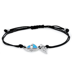 sterling silver winged blue lab opal sail boat adjustable silk bracelet