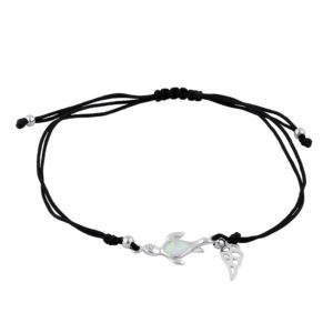 sterling silver winged white lab opal flatback sea turtle adjustable silk bracelet
