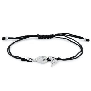 sterling silver winged white lab opal open heart adjustable silk bracelet