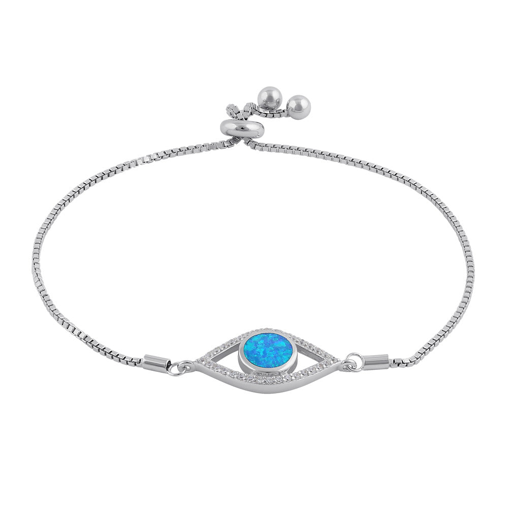 sterling silver clear cz and blue opal evil eye box bracelet sterling silver clear cz and blue opal evil eye box bracelet