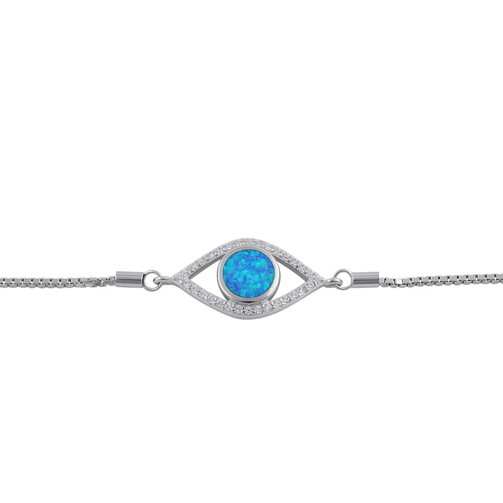 sterling silver clear cz and blue opal evil eye box bracelet sterling silver clear cz and blue opal evil eye box bracelet