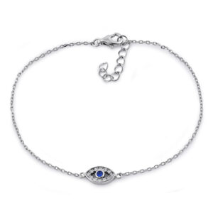 sterling silver eye blue spinel cz bracelet