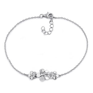 sterling silver triple plumeria bracelet