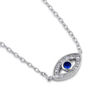 sterling silver eye blue spinel cz necklace