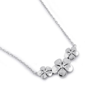 sterling silver triple plumeria necklace